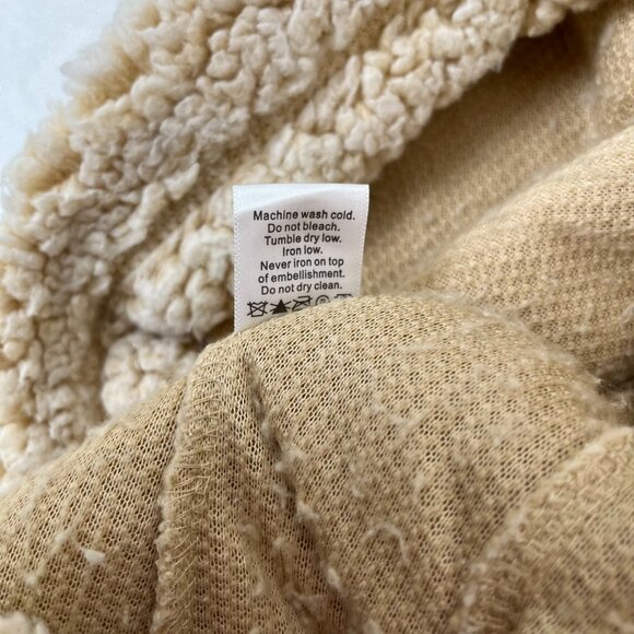 Nordic Fleece The Victoria Sherpa Pullover in Oatmeal Quarter Zip Sweater Large - Picture 8 of 15